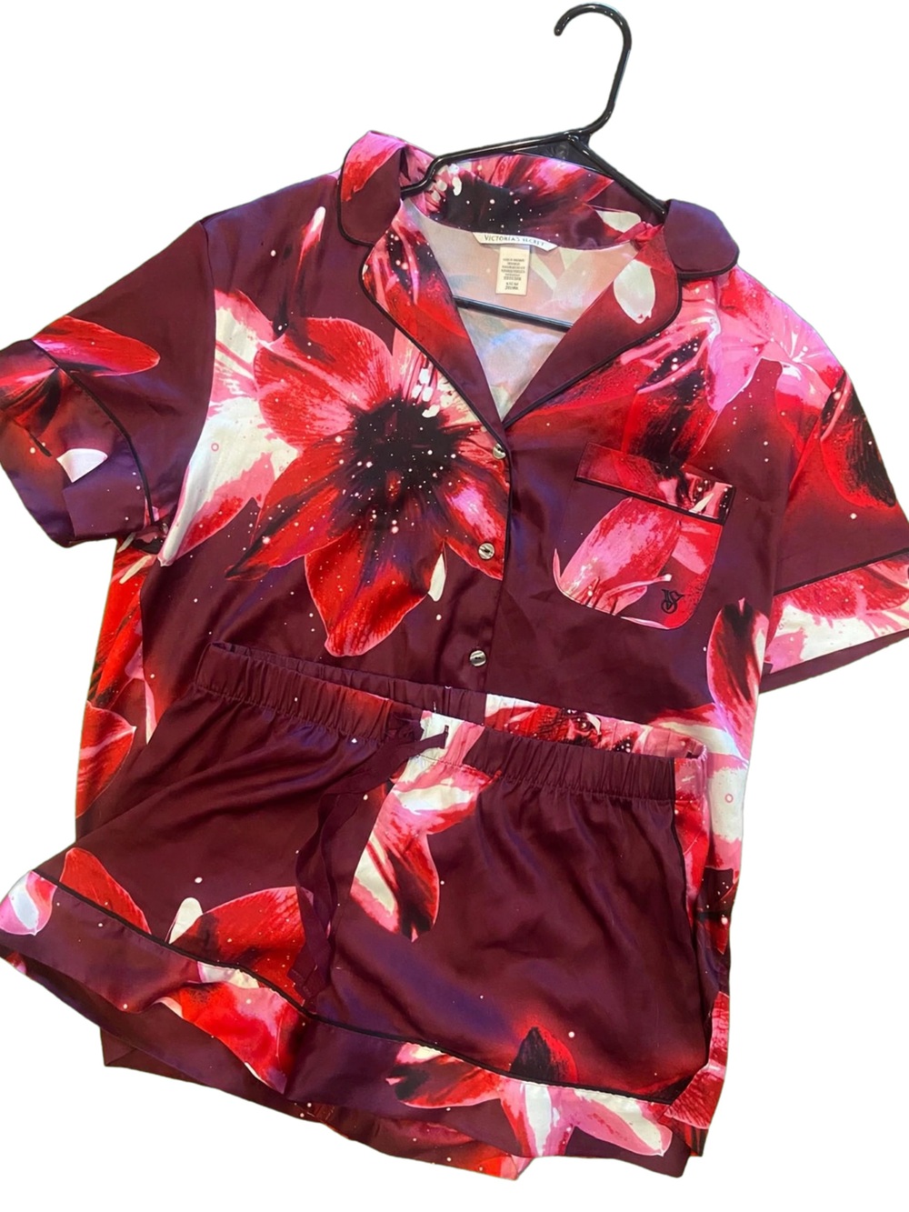 Victoria's Secret Red and Burgundy Floral Pajama set